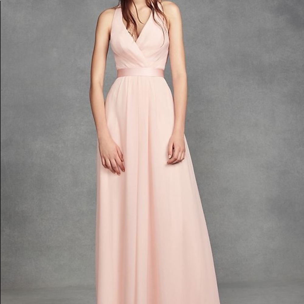 Vera Wang Chiffon Halter with Tulle Bow Blush 12